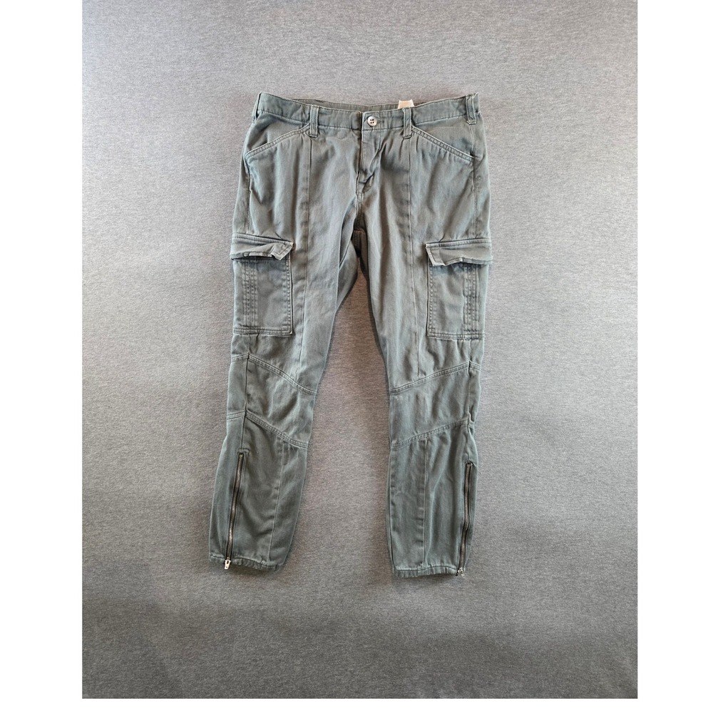C&C California Cargo Pants Women's 28 Olive Classic Fit Straight Cut Ankle Zip‎